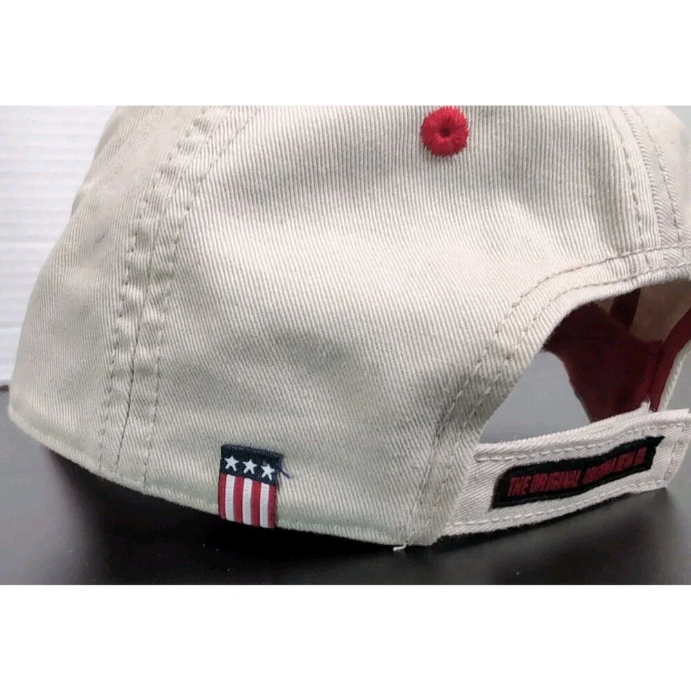 USA hat by ARIZONA JEANS CO.  RED KHAKI  FLAG  Adjustable  NWT